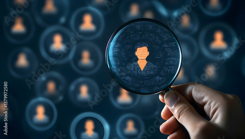 The appropriate magnifying glass, human resources, stock photo