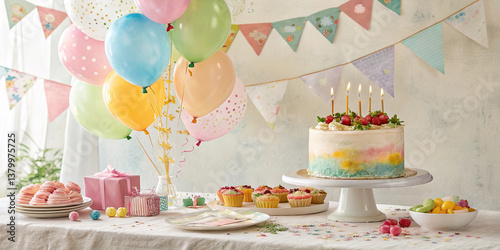 Festive Birthday Table Watercolor