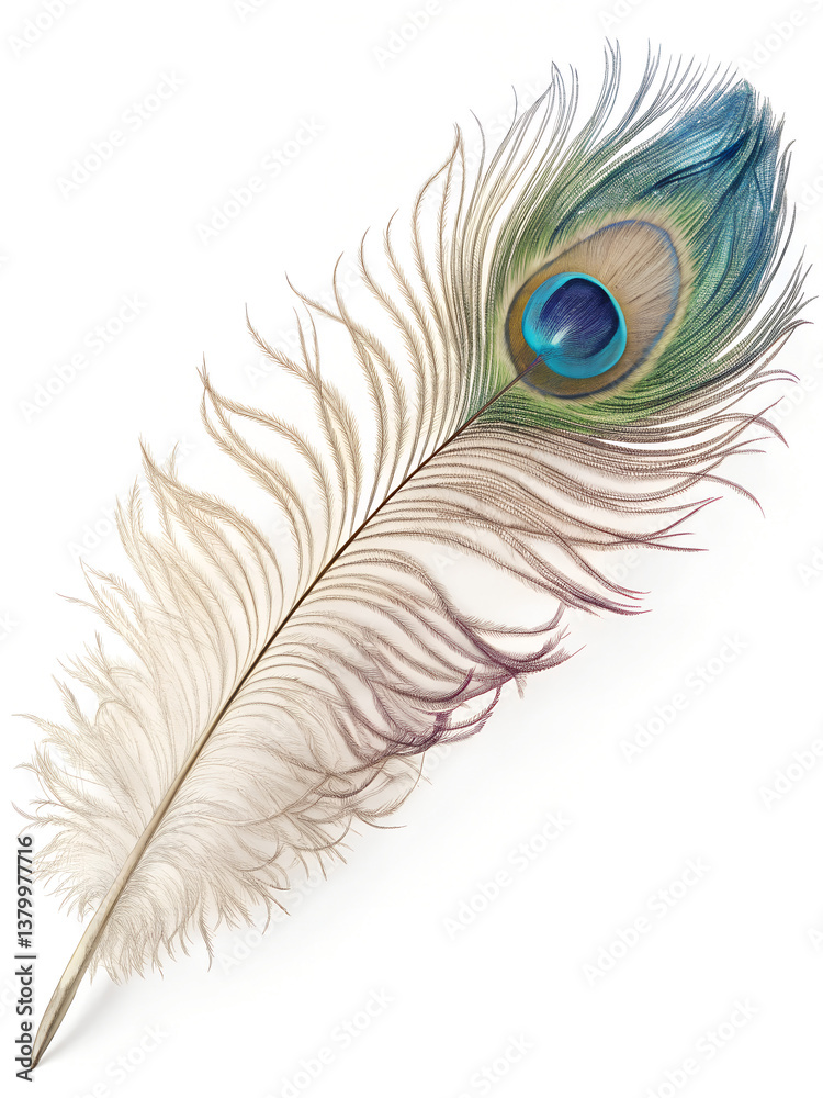 beautiful fluffy peacock feather on white background
beautiful fluffy peacock feather on white background