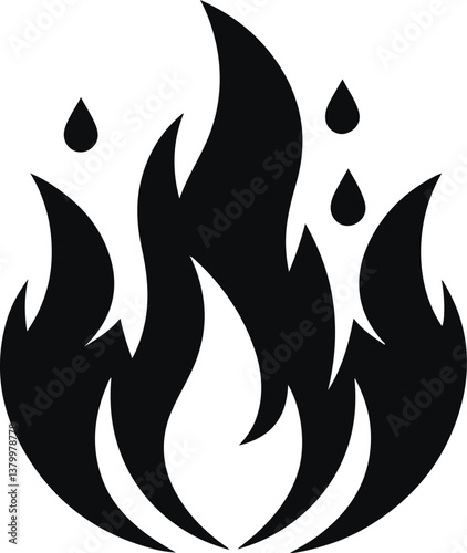 Fire icon vector silhouette