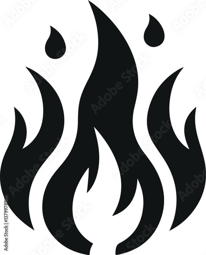 Fire icon vector silhouette