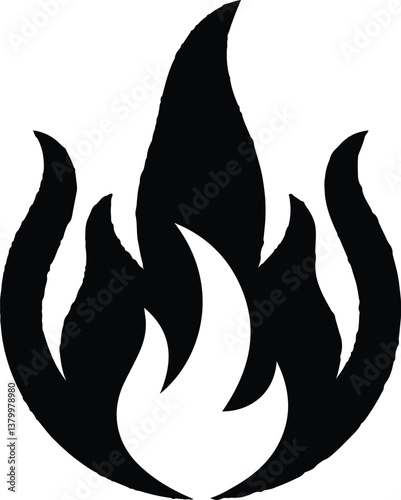 Fire icon vector silhouette