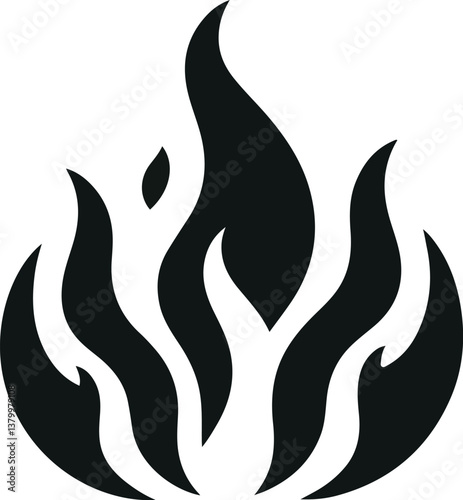Fire icon vector silhouette