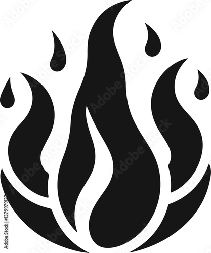 Fire icon vector silhouette