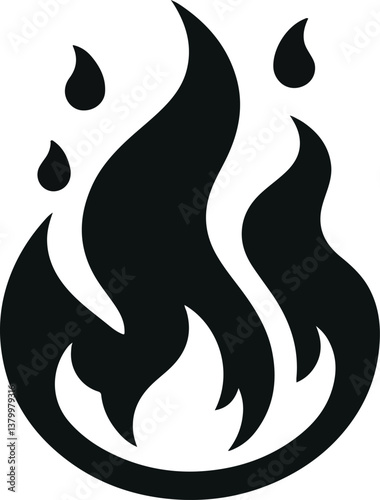 Fire icon vector silhouette