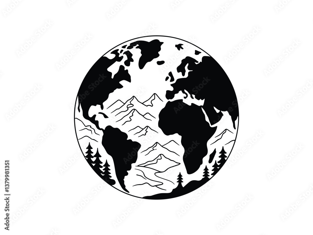 Earth Circle Silhouettes - Global Vector Icon Set Earth Circle Silhouettes - Global Vector Icon Set
