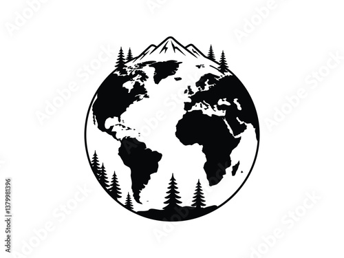 Earth Circle Silhouettes - Global Vector Icon Set