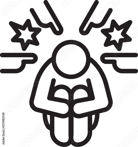 使いやすい黒ピクトグラム 　いじめ