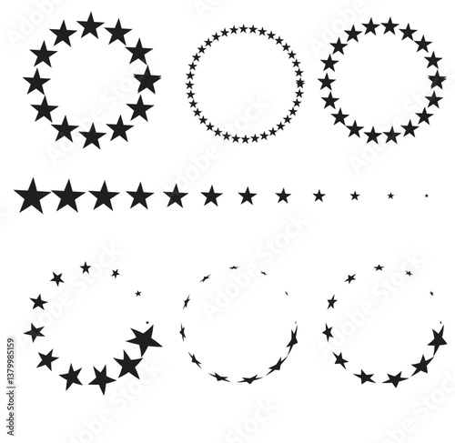 Vector image - black stars circle set on white background. Suitable for any design