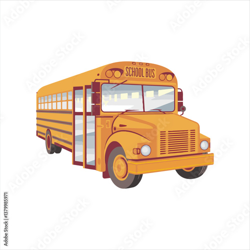 School bus cartoon sticker on white background