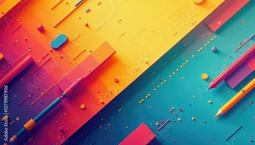 Abstract geometric shapes, vibrant colors, bold lines, line, background, modern