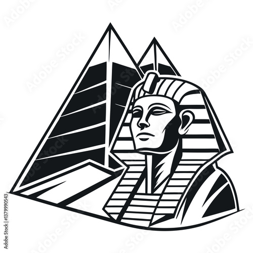Egyptian sphynx and pyramids vector.