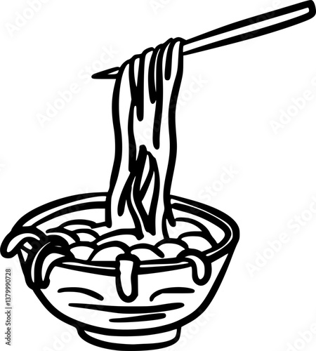 Whimsical noodle illustration, adding a playful touch to your project.