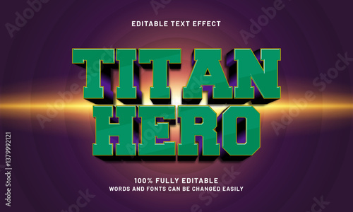 titan hero editable text effect with a hero and super text style