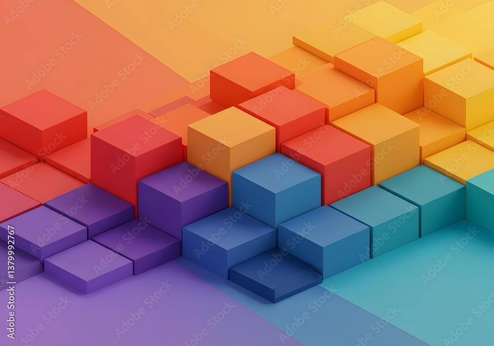 Abstract 3D Cubes Background with Vibrant Colors Gradient, Modern Design, Geometric, for Presentations, Websites. Abstract 3D Cubes Background with Vibrant Colors Gradient, Modern Design, Geometric, for Presentations, Websites.