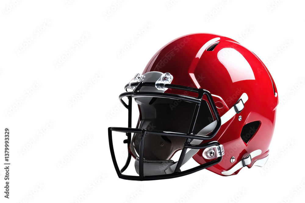 Fototapeta premium A bold red football helmet gleaming under studio lights, ready for action on the field