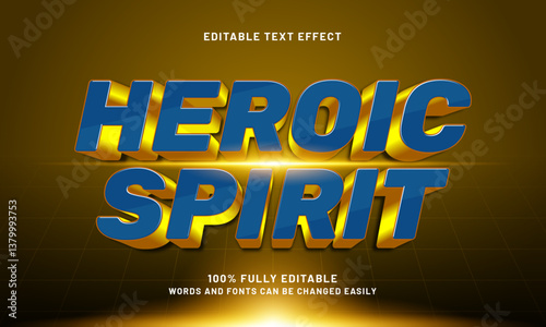 heroic spirit editable text effect with a hero and super text style