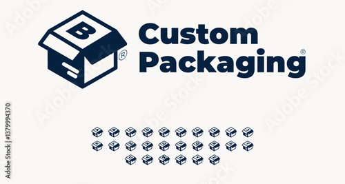 Modern packaging logo featuring a custom box with bold typography. Minimalist and professional design, ideal for branding, logistics, ecommerce, shipping, and delivery services. Clean and versatile.