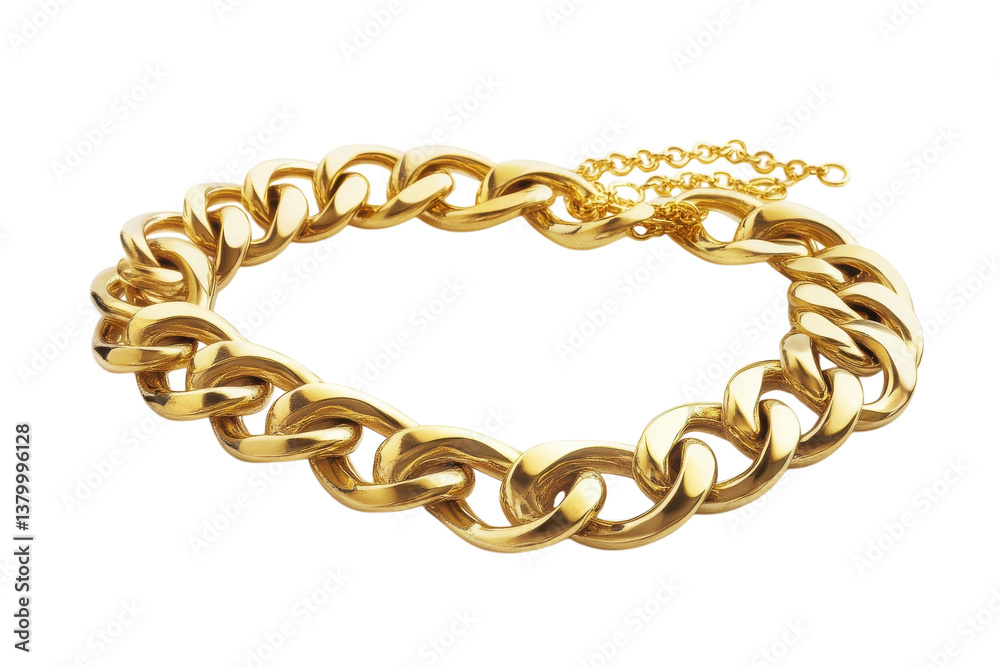 Obraz premium Elegant gold chain bracelet featuring bold links showcased on a clean surface