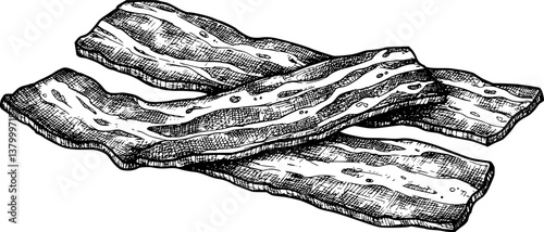 bacon engraving black and white outline
