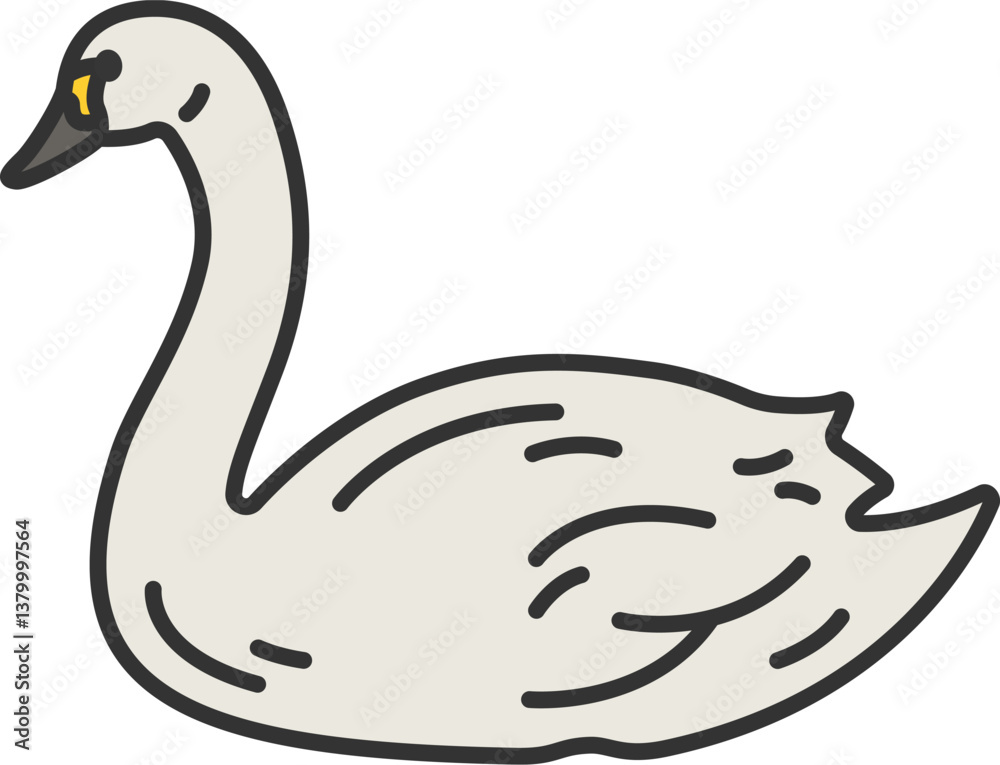 Fototapeta premium 白鳥（線画カラー）のイラスト