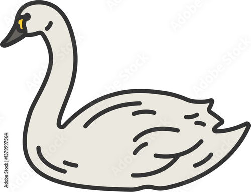 白鳥（線画カラー）のイラスト