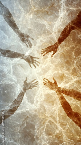 Reaching Hands Towards Light: Abstract Brown and Gold Texture