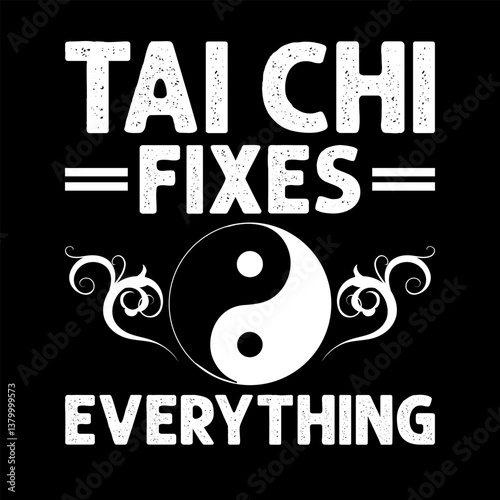 Tai Chi Harmony and Balance: Captivating image features the profound message of Tai Chi, conveying the essence of balance, equilibrium.