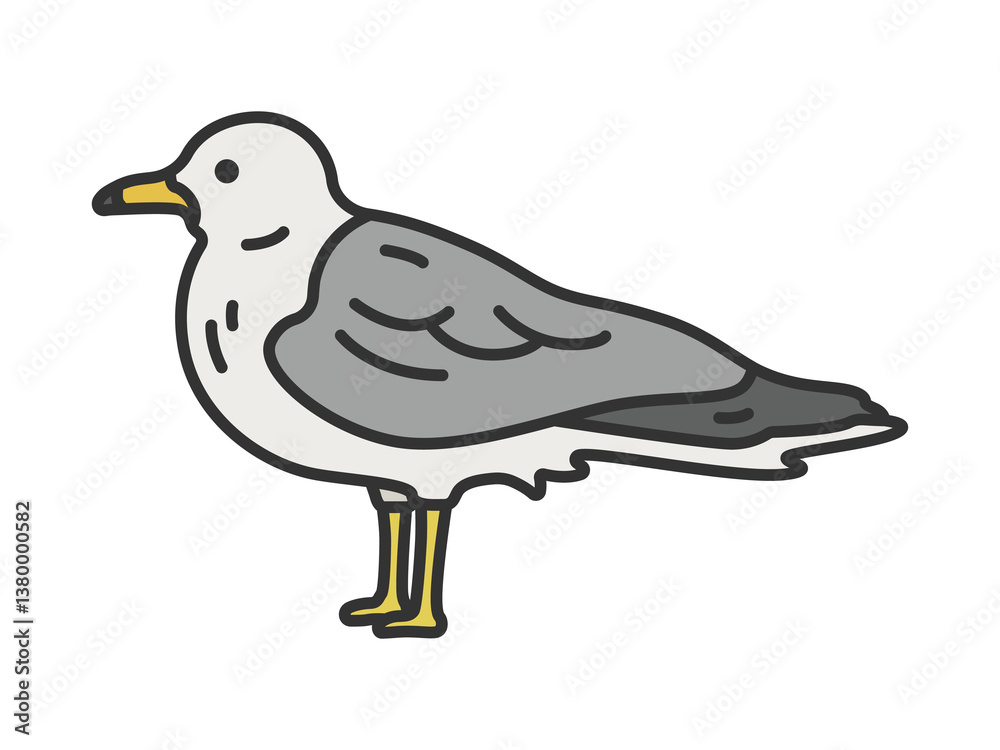 Obraz premium カモメ（線画カラー）のイラスト