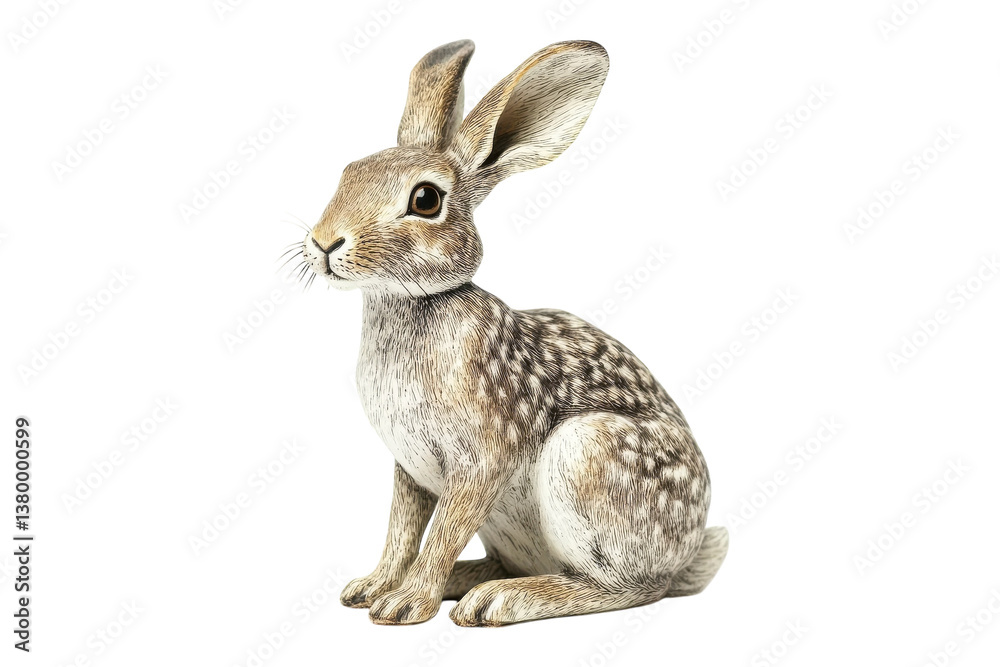 Fototapeta premium A tranquil moment with a detailed rabbit figurine showcasing intricate texture and natural beauty