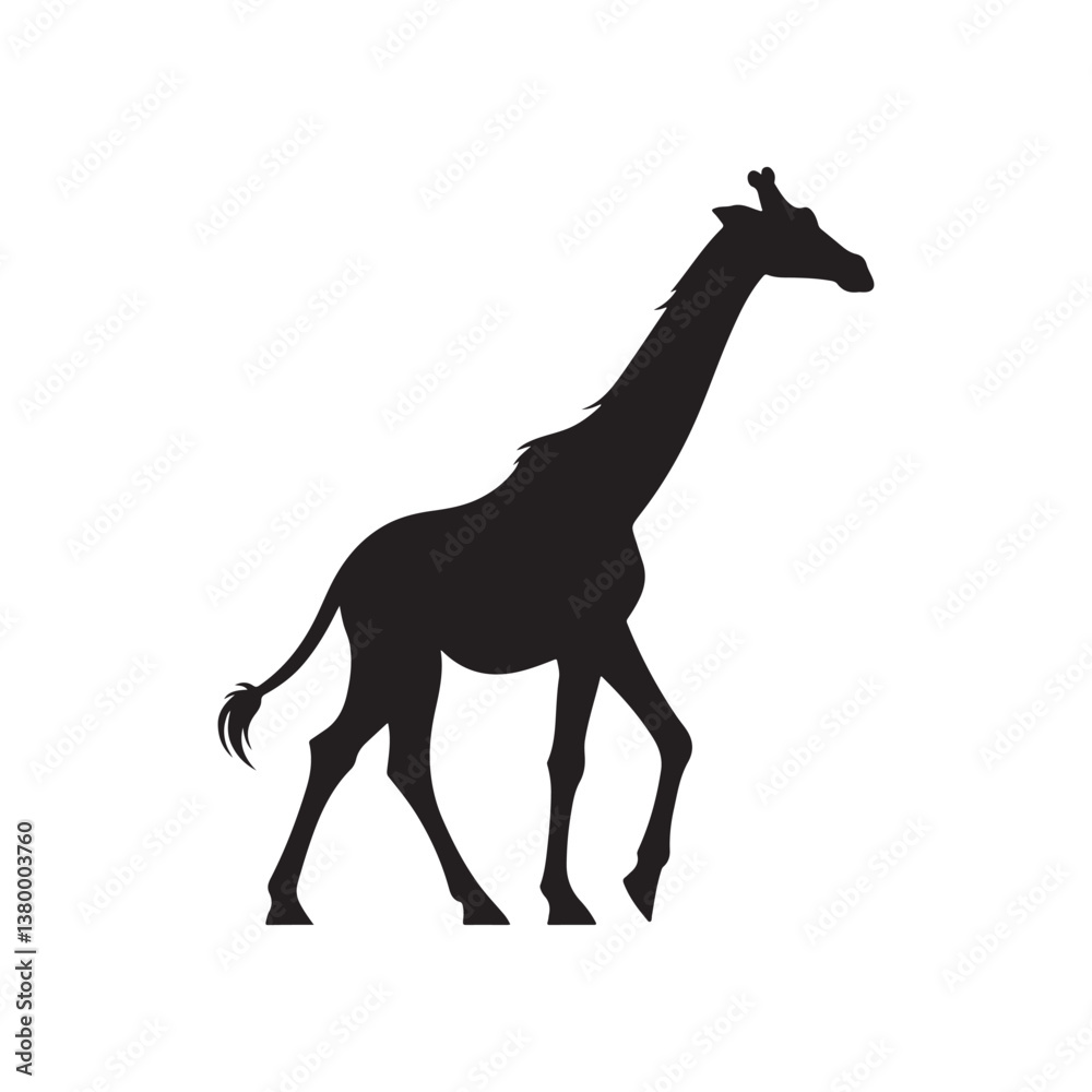 Obraz premium Northern giraffe silhouette isolated on white background. Giraffe bird icon vector illustration design