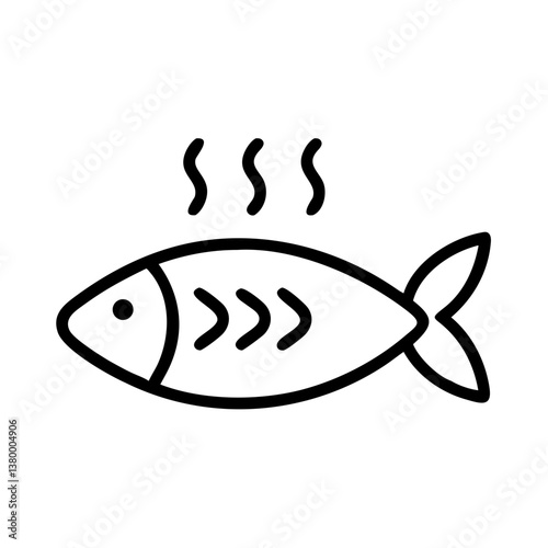 Broiled Fish Icon in Minimalist Style  