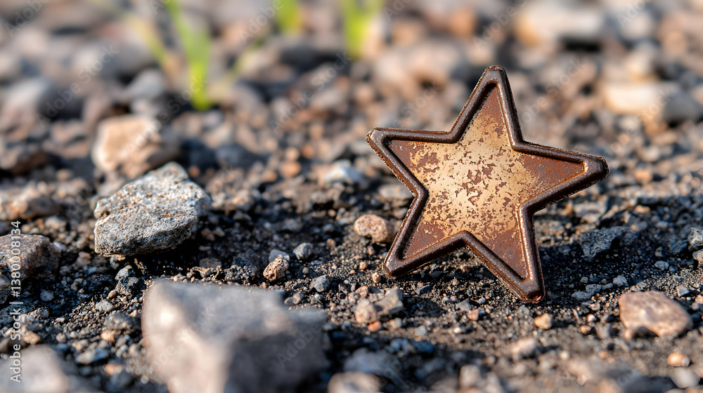 Rusty Metal Star on Rocky Ground Rusty Metal Star on Rocky Ground