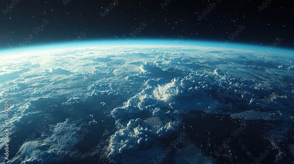 Fototapeta premium Earth from space, clouds and atmosphere