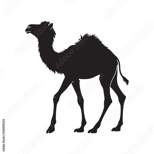 Baby newly born camel silhouette isolated on white background. Baby camel icon vector illustration design