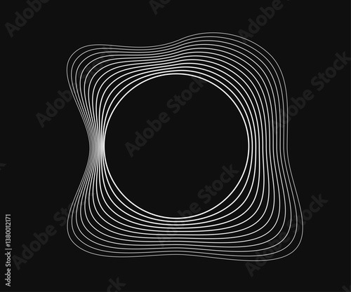 Round curved frame with dynamic wavy stripes