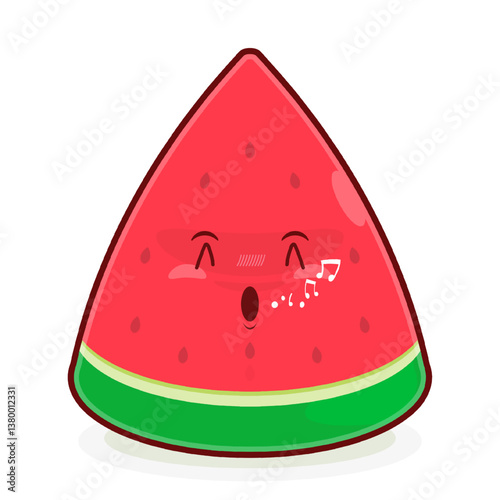 watermelon slice whistling face cartoon cute