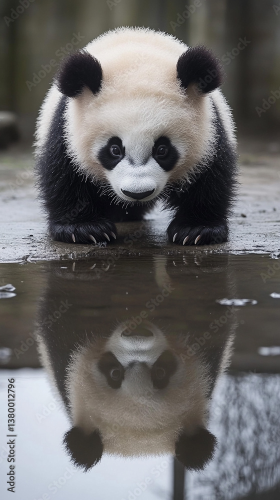 Obraz premium giant panda eating bamboo