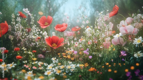 Vibrant Wildflower Garden Showcasing Natural Beauty in Bloom
