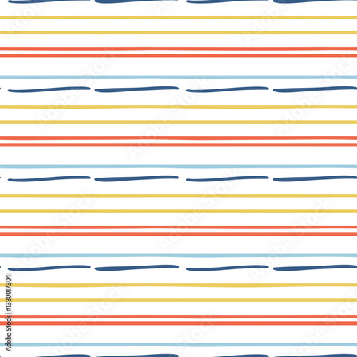 Colorful striped pattern with wavy and straight lines in red, yellow, and blue