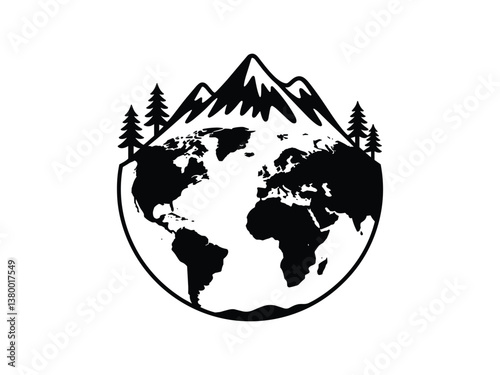 Eco-Friendly Earth Silhouettes: Global Sustainability Icons