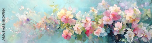 Spring Blossoms in Full Beauty with Colorful Flowers Blooming