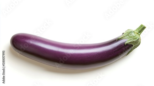Wallpaper Mural A single elongated purple eggplant rests on a white surface Torontodigital.ca