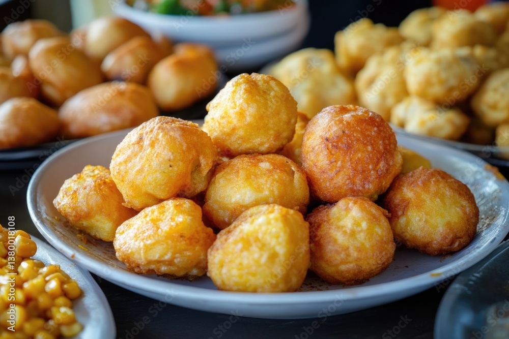 Fried Dumpling - Jamaican Festival Breakfast Meal with Caribbean Fritter Fried Dumpling - Jamaican Festival Breakfast Meal with Caribbean Fritter