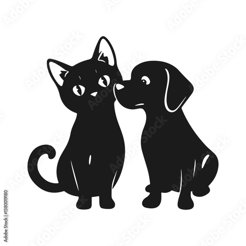 Cat and dog. Vector illustration of pets, emblem for pets