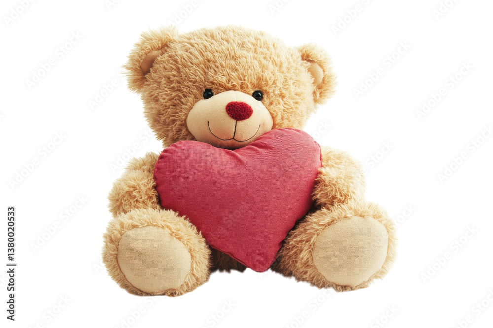 Obraz premium A cuddly teddy bear holding a heart-shaped pillow, perfect for a child’s bedroom