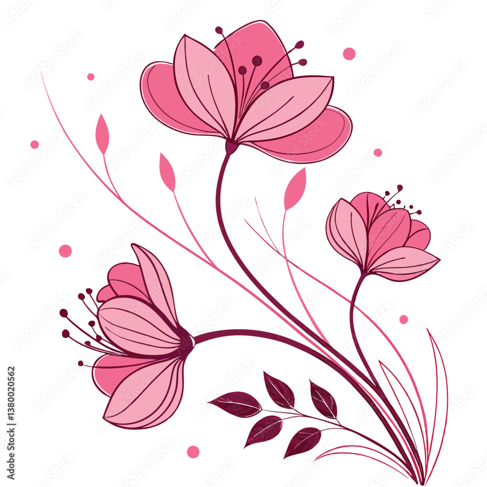 Fototapeta premium Cherry Blossom Art Vector Art, Icons, and Graphics for Free Download