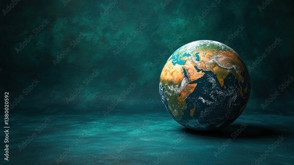 Fototapeta premium Earth globe on teal background