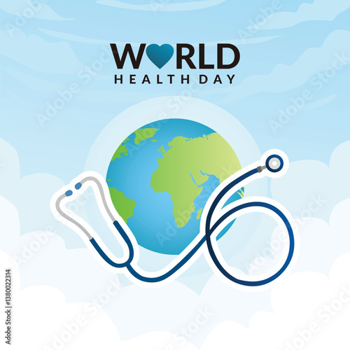 World health day Illustration with Earth and stetoskop