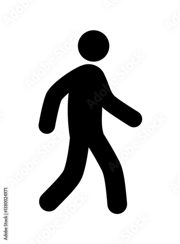 classic simple walking man pedestrian silhouette stick figure side view symbol vector isolated on transparent background
